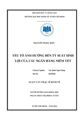 Luận văn yếu tố ảnh hưởng đến tỷ suất sinh lợi của các ngân hàng niêm yết
