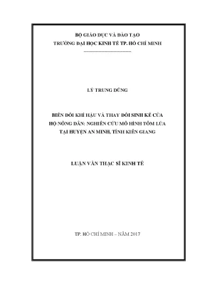 Luận văn biến đổi khí hậu và thay đổi sinh kế của hộ nông dân nghiên cứu mô hình tôm lúa tại huyện an minh tỉnh kiên giang