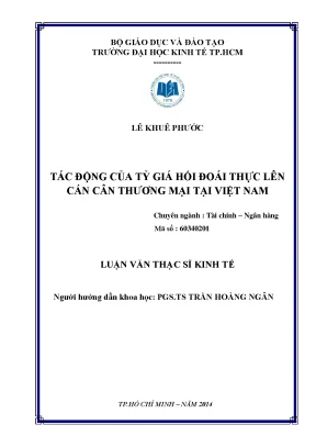 Luận văn tác động của tỷ giá hối đoái thực lên cán cân thương mại tại việt nam