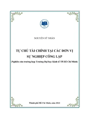 Luận văn tự chủ tài chính tại các đơn vị sự nghiệp công lập nghiên cứu trường hợp trường đại học kinh tế tphcm luận văn thạc sĩ