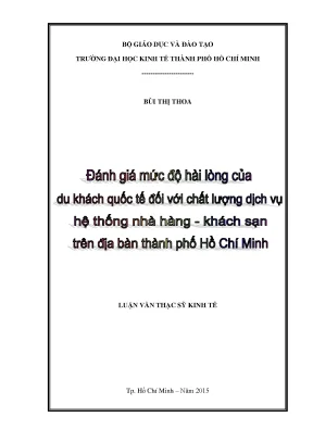 Luận văn đánh giá mức độ hài lòng của du khách quốc tế đối với chất lượng dịch vụ hệ thống nhà hàng khách sạn trên địa bàn thành phố hồ chí minh