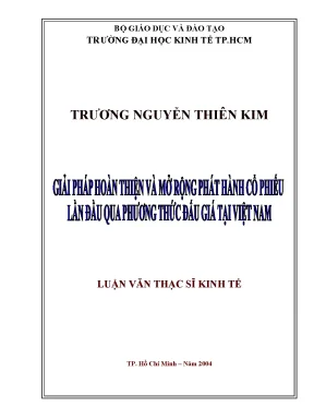 Luận văn giải pháp hoàn thiện và mở rộng phát hành cổ phiếu lần đầu qua phương thức đấu giá tại việt nam