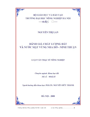 Đánh giá chất lượng đất và nước mặt vùng nha hố tỉnh ninh thuận