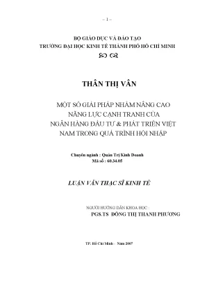 Luận văn một số giải pháp nhằm nâng cao năng lực cạnh tranh của ngân hàng đầu tư phát triển việt nam trong quá trình hội nhập