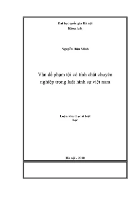 Vấn đề phạm tội có tính chất chuyên nghiệp trong luật hình sự việt nam
