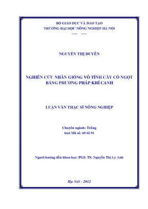Nghiên cứu nhân giống vô tính cây cỏ ngọt bằng phương pháp khí canh