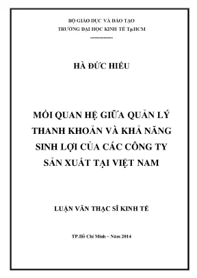 Luận văn mối quan hệ giữa quản lý thanh khoản và khả năng sinh lợi của các công ty sản xuất tại việt nam