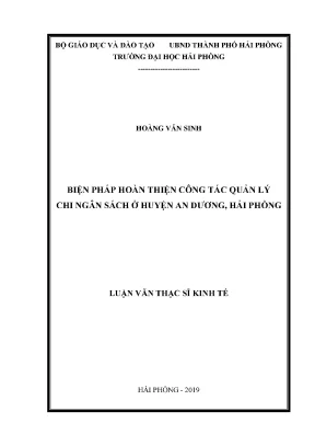 Luận văn thạc sĩ quản lý kinh tế biện pháp hoàn thiện công tác quản lý chi ngân sách ở huyện an dương hải phòng