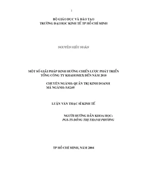 Luận văn một số giải pháp định hướng chiến lược phát triển tổng công ty khahomex đến năm 2010 luận văn thạc sĩ