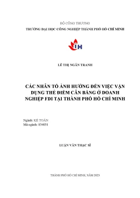 Các nhân tố ảnh hưởng đến việc vận dụng thẻ điểm cân bằng ở doanh nghiệp fdi tại thành phố hồ chí minh