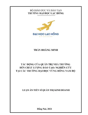 Tác động của quản trị nhà trường đến chất lượng đào tạo nghiên cứu tại các trường đại học vùng đông nam bộ