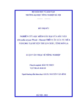 Nghiên cứu đặc điểm gây hại của sâu năn orseolia oryzae wood mason trên cây lúa vụ mùa năm 2011 tại huyện thuận châu tỉnh sơn la