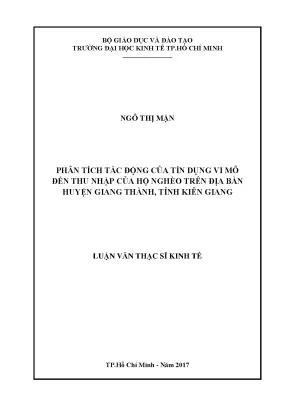 Luận văn phân tích tác động của tín dụng vi mô đến thu nhập của hộ nghèo trên địa bàn huyện giang thành tỉnh kiên giang