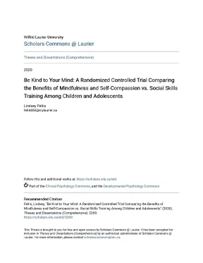 Be kind to your mind a randomized controlled trial comparing the benefits of mindfulness and self compassion vs social skills training among children and adolescents