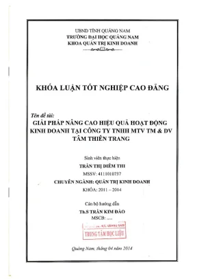 1275 giải pháp nâng cao hiệu quả hoạt động kinh doanh tại công ty tnhh mtv thương mại và dịch vụ tâm thiên trang trần thị diễm thi luận văn đh quảng nam