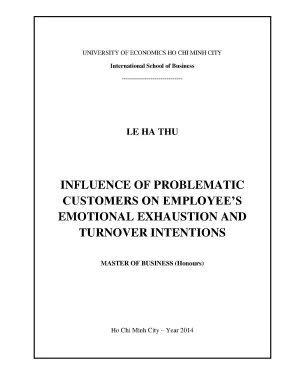Luận văn influence of problematic customers on employees emotional exhaustion and turnover intentions