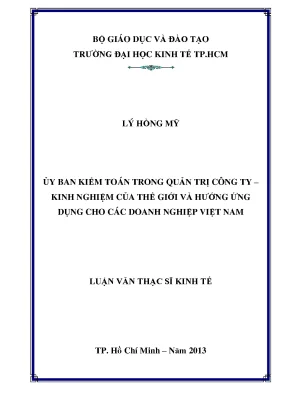 Luận văn ủy ban kiểm toán trong quản trị công ty kinh nghiệm của thế giới và hướng ứng dụng cho các doanh nghiệp việt nam luận văn thạc sĩ