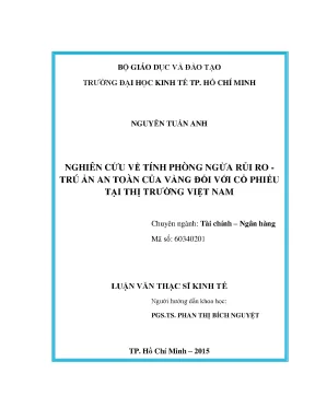 Luận văn nghiên cứu về tính phòng ngừa rủi ro trú ẩn an toàn của vàng đối với cổ phiếu tại thị trường việt nam