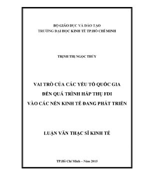 Luận văn vai trò của các yếu tố quốc gia đến quá trình hấp thụ fdi vào các nền kinh tế đang phát triển