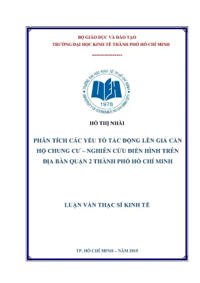 Luận văn phân tích các yếu tố tác động lên giá căn hộ chung cư nghiên cứu điển hình trên địa bàn quận 2 thành phố hồ chí minh