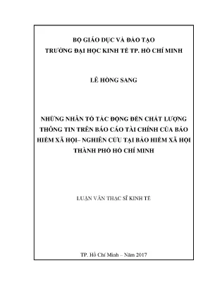 Luận văn những nhân tố ảnh hưởng đến chất lượng thông tin trên báo cáo tài chính của bảo hiểm xã hội nghiên cứu tại bảo hiểm xã hội thành phố hồ chí minh