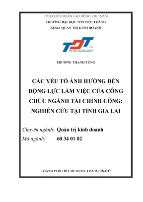 Vluận văn thạc sĩ quản trị kinh doanh các yếu tố ảnh hưởng đến động lực làm việc của công chức ngành tài chính công nghiên cứu tại tỉnh gia lai