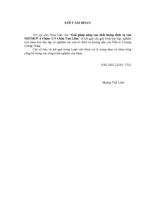 Luận văn giải pháp nâng cao chất lượng dịch vụ của ngân hàng tmcp á châu chi nhánh châu văn liêm