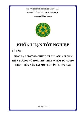 Phân lập một số chủng vi khuẩn lam gây hiện tượng nở hoa thu thập ở một số ao hồ nuôi thủy sản tại một số tỉnh miền bắc