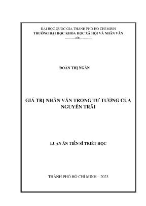 Luận án tiến sĩ triết học giá trị nhân văn trong tư tưởng của nguyễn trãi