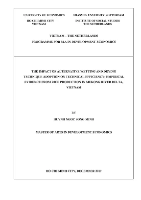 Luận văn the impact of alternative wetting and drying technique adoption on technical efficiency empirical evidence from rice production in mekong river delta vietnam