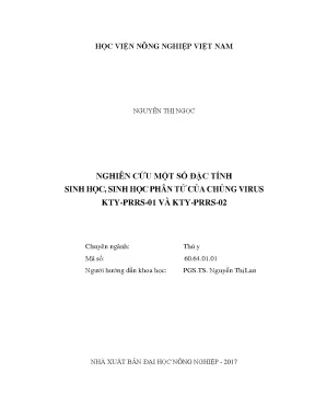 Nghiên cứu một số đặc tính sinh học sinh học phân tử của chủng virus kty prrs 01 và kty prrs 02
