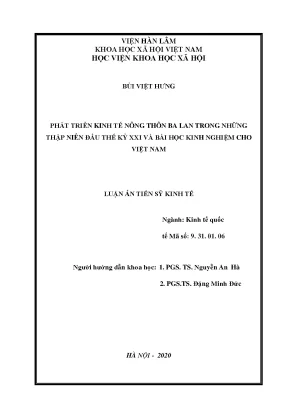 Phát triển kinh tế nông thôn ba lan trong những thập niên đầu thế kỷ xxi và bài học kinh nghiệm cho việt nam