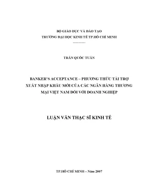 Luận văn bankers acceptance phương thức tài trợ xuất nhập khẩu mới của các ngân hàng thương mại việt nam đối với doanh nghiệp