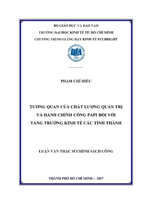 Luận văn tương quan của chất lượng quản trị và hành chính công papi đối với tăng trưởng kinh tế các tỉnh thành