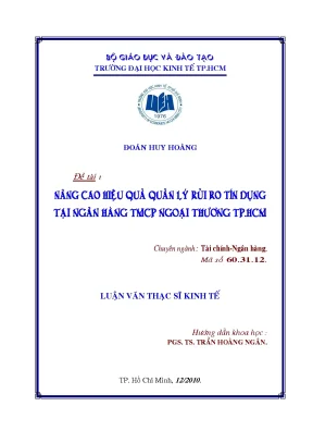 Luận văn nâng cao hiệu quả quản lý rủi ro tín dụng tại ngân hàng thương mại cổ phần ngoại thương tp hcm