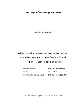 Đánh giá hàm lượng kim loại nặng trong đất nông nghiệp tại phường châu khê thị xã từ sơn tỉnh bắc ninh