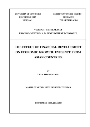 Luận văn the effect of financial development on economic growth evidence from asian countries