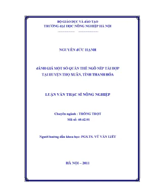 Đánh giá một số quần thể ngô nếp tái hợp tại huyện thọ xuân tỉnh thanh hoá
