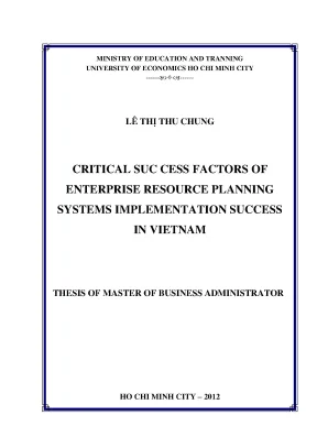 Luận văn critical success factors of enterprise resource planning systems implementation success in vietnam