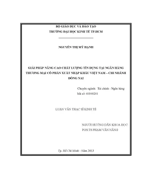Luận văn giải pháp nâng cao chất lượng tín dụng tại ngân hàng thương mại cổ phần xuất nhập khẩu việt nam chi nhánh đồng nai