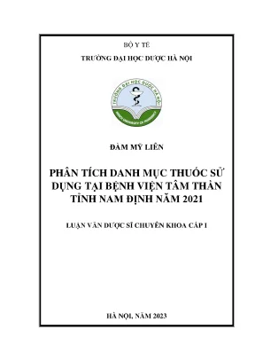 Đàm mỹ liên phân tích danh mục thuốc sử dụng tại bệnh viện tâm thần tỉnh nam định năm 2021 luận văn dược sĩ chuyên khoa cấp i