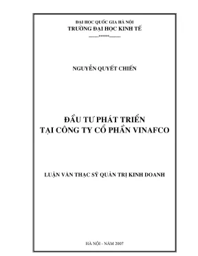 Luận văn thạc sĩ quản trị kinh doanh đầu tư phát triển tại công ty cổ phần vinafco