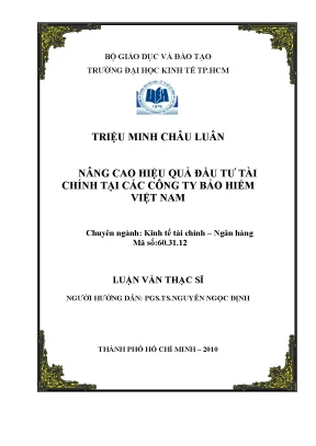 Luận văn nâng cao hiệu quả đầu tư tài chính tại các công ty bảo hiểm việt nam