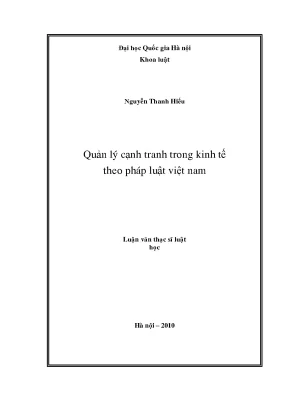 Quản lý cạnh tranh trong kinh tế theo pháp luật việt nam