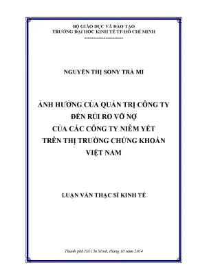 Luận văn ảnh hưởng của quản trị công ty đến rủi ro vỡ nợ của các công ty niêm yết trên thị trường chứng khóan việt nam