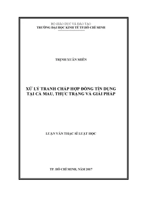 Luận văn xử lý tranh chấp hợp đồng tín dụng tại cà mau thực trạng và giải pháp