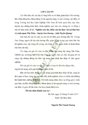 Nghiên cứu đặc điểm của hệ thực vật tại khu bảo vệ cảnh quan tân trào huyện sơn dương tỉnh tuyên quang