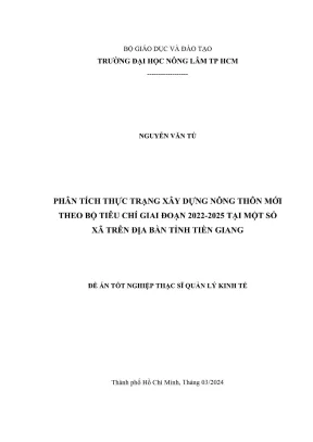 Luận văn thạc sĩ quản lý kinh tế phân tích thực trạng xây dựng nông thôn mới theo bộ tiêu chí giai đoạn 2022 2025 tại một số xã trên địa bàn tỉnh tiền giang