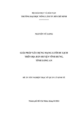 Luận văn thạc sĩ quản lý kinh tế giải pháp xây dựng mạng lưới du lịch trên địa bàn huyện vĩnh hưng tỉnh long an