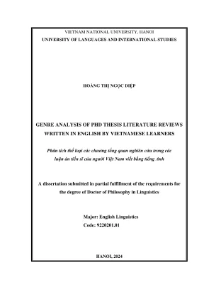 Luận văn thạc sĩ ngôn ngữ anh genre analysis of phd thesis literature reviews written by vietnamese in english